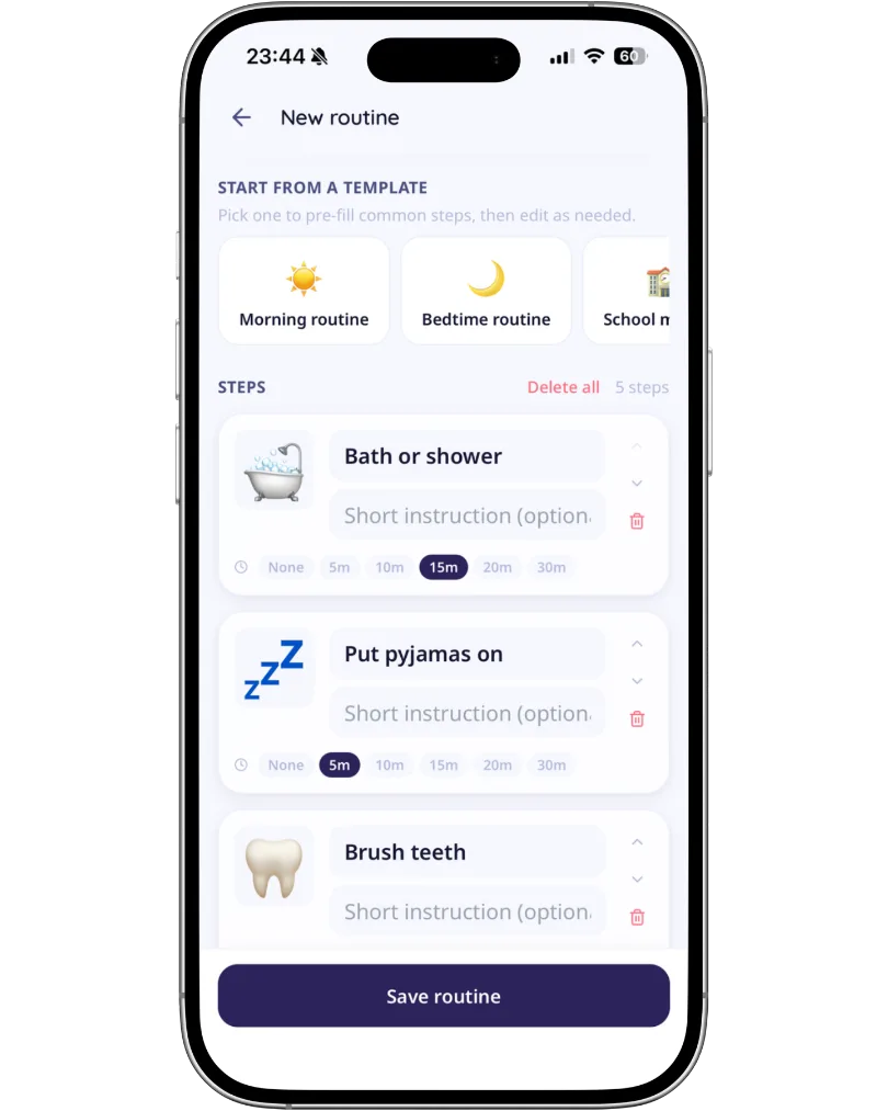 Genovi app — a child's routine shown as simple visual steps